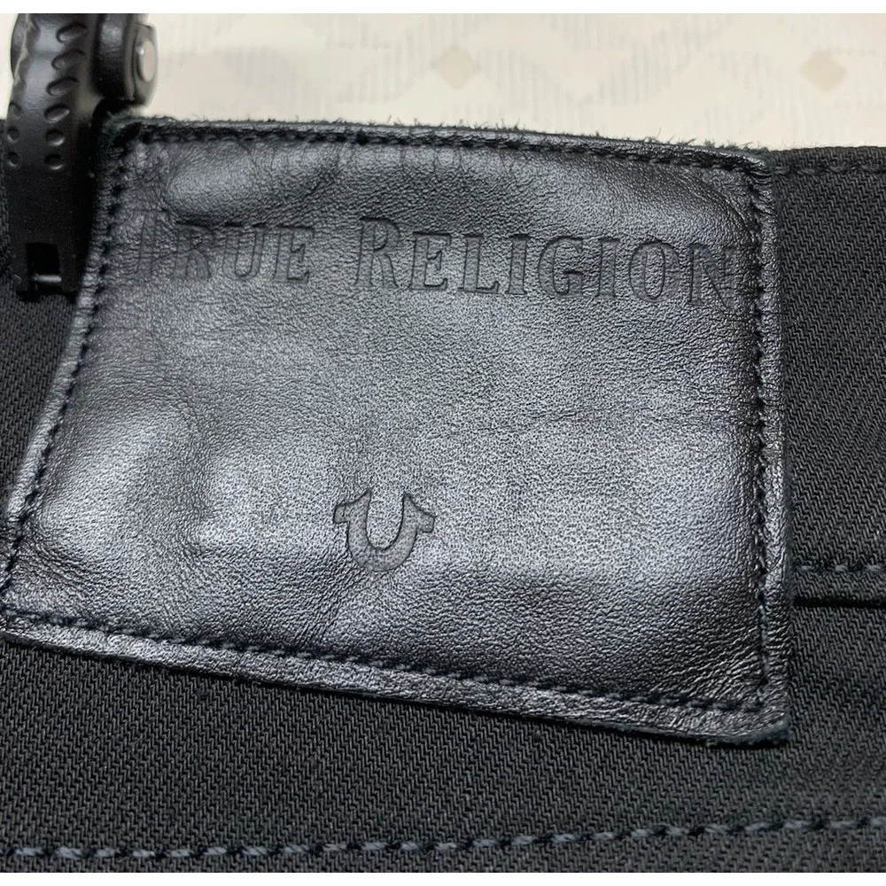 True Religion Geno Jeans Mens Tag 33 Fits 34x33 Black Relaxed Slim Straight‎